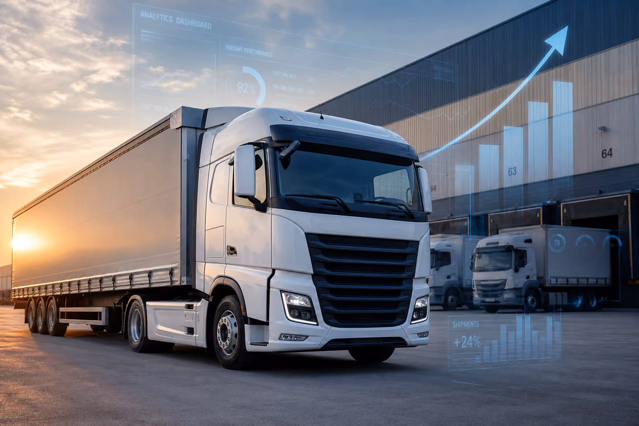 Modern Semi Truck at a Logistics Distribution Hub