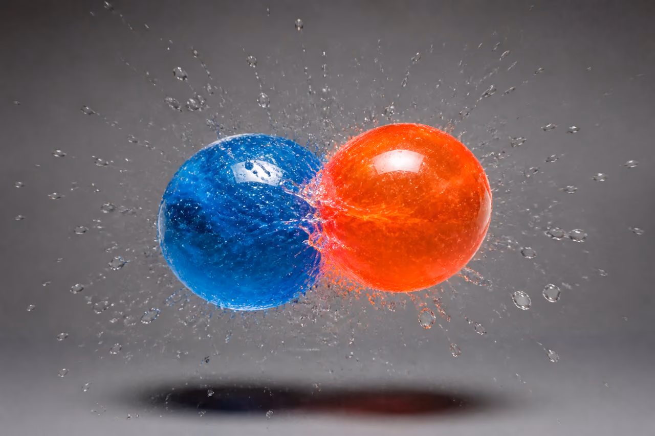Colorful High Bounce Balls Colliding in Mid Air