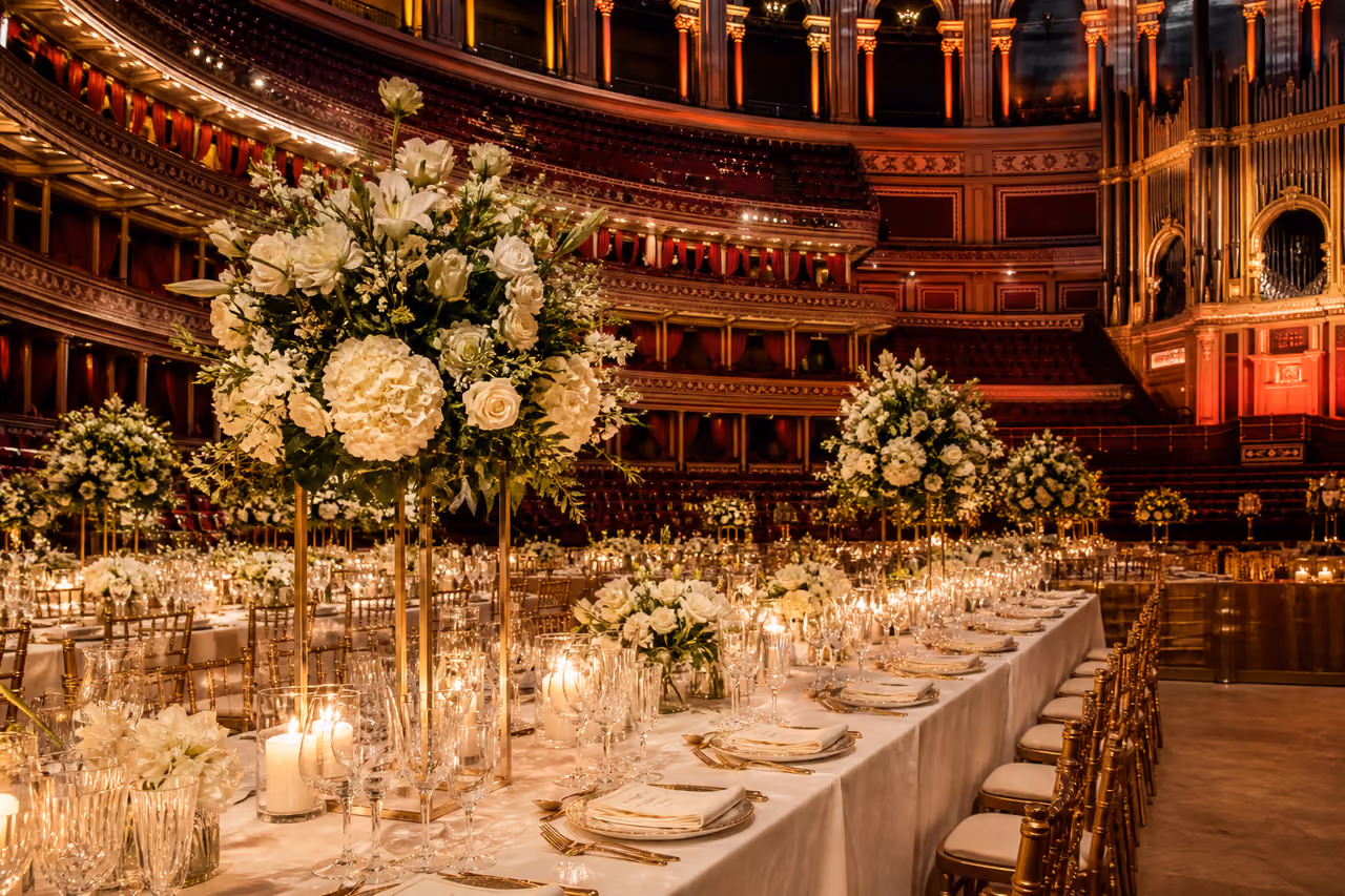 Luxury Wedding Reception Setup Inside the Royal Albert Hall