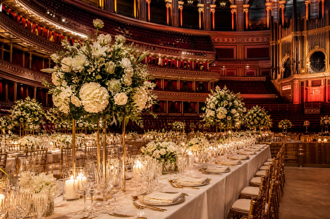 Luxury Wedding Reception Setup Inside the Royal Albert Hall