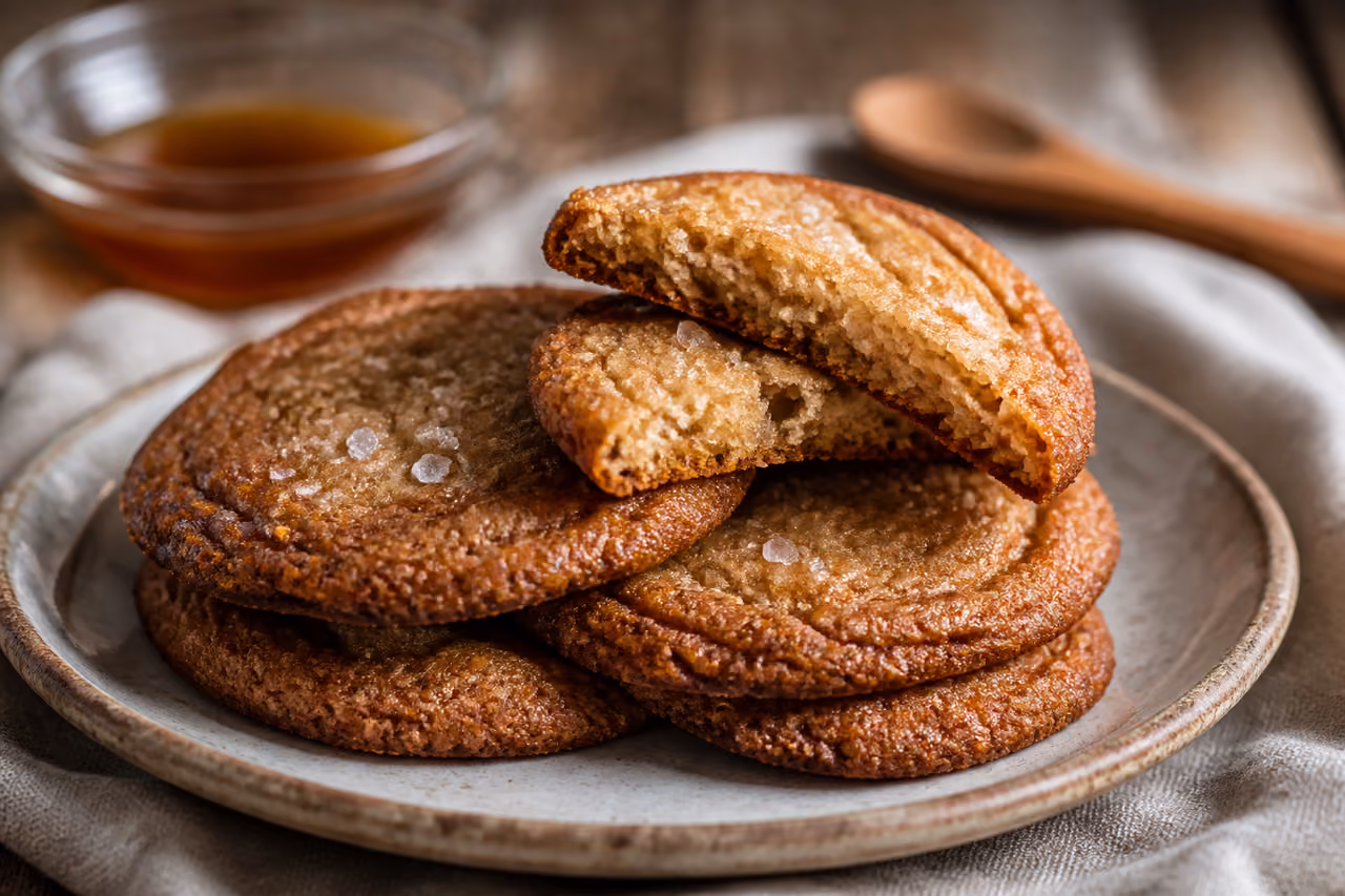Stack of Brown Butter Cookies with Sea Salt