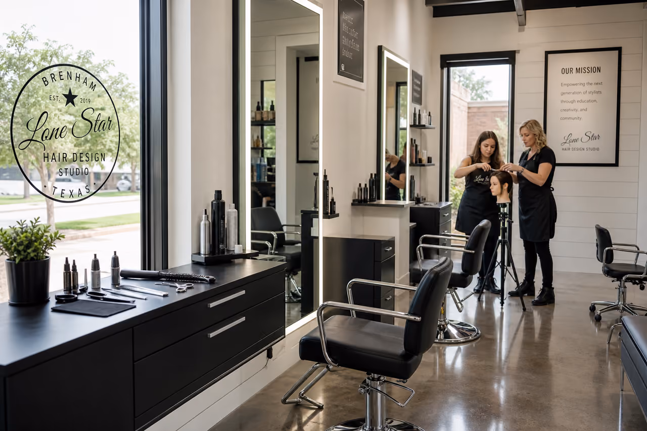 Interior of a Modern Hair Design School in Brenham Texas