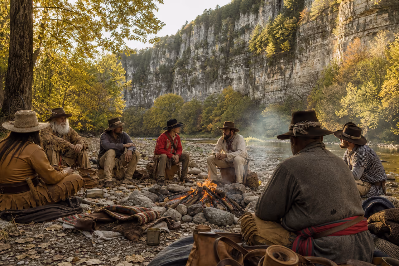People Gathering Around a Campfire at Stoney Creek Rendezvous