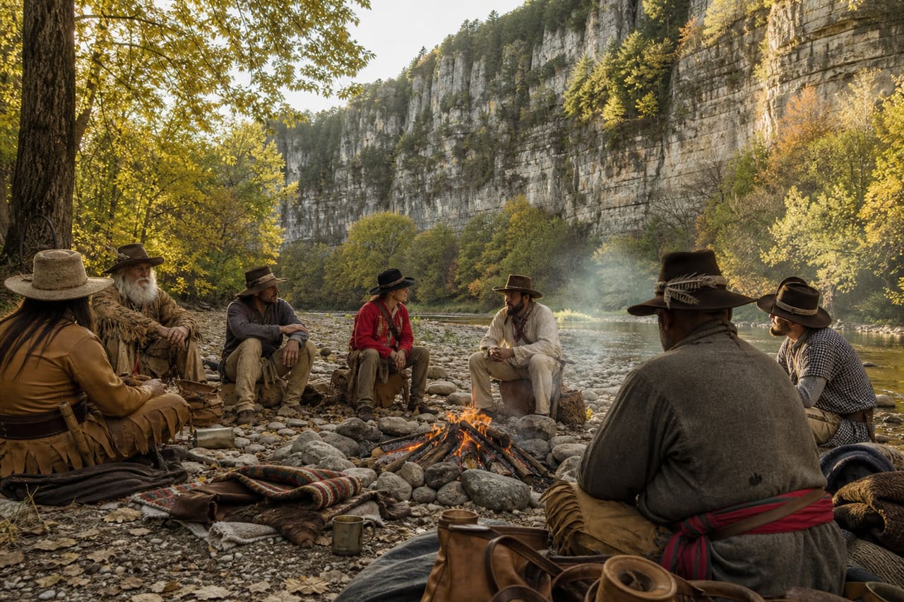 People Gathering Around a Campfire at Stoney Creek Rendezvous
