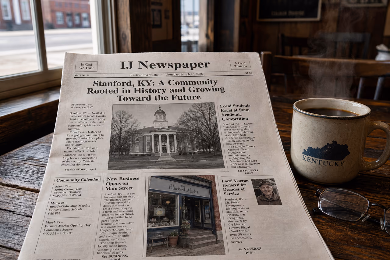 Ij Newspaper on a Rustic Table in Stanford KY