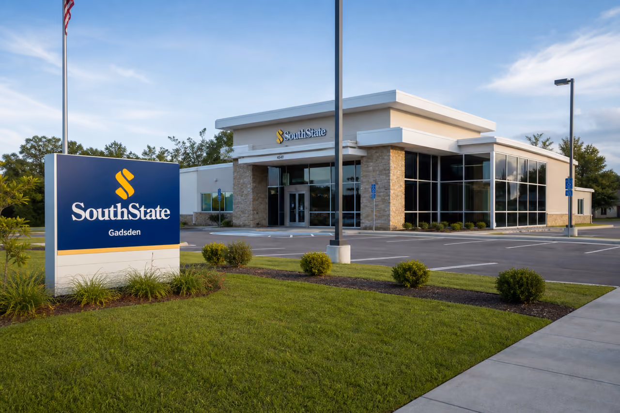 Modern Bank Branch Exterior in Gadsden Alabama
