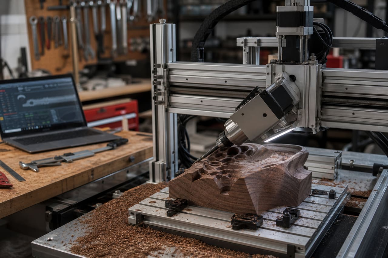 Homemade 5 Axis Cnc Router Carving Walnut Wood