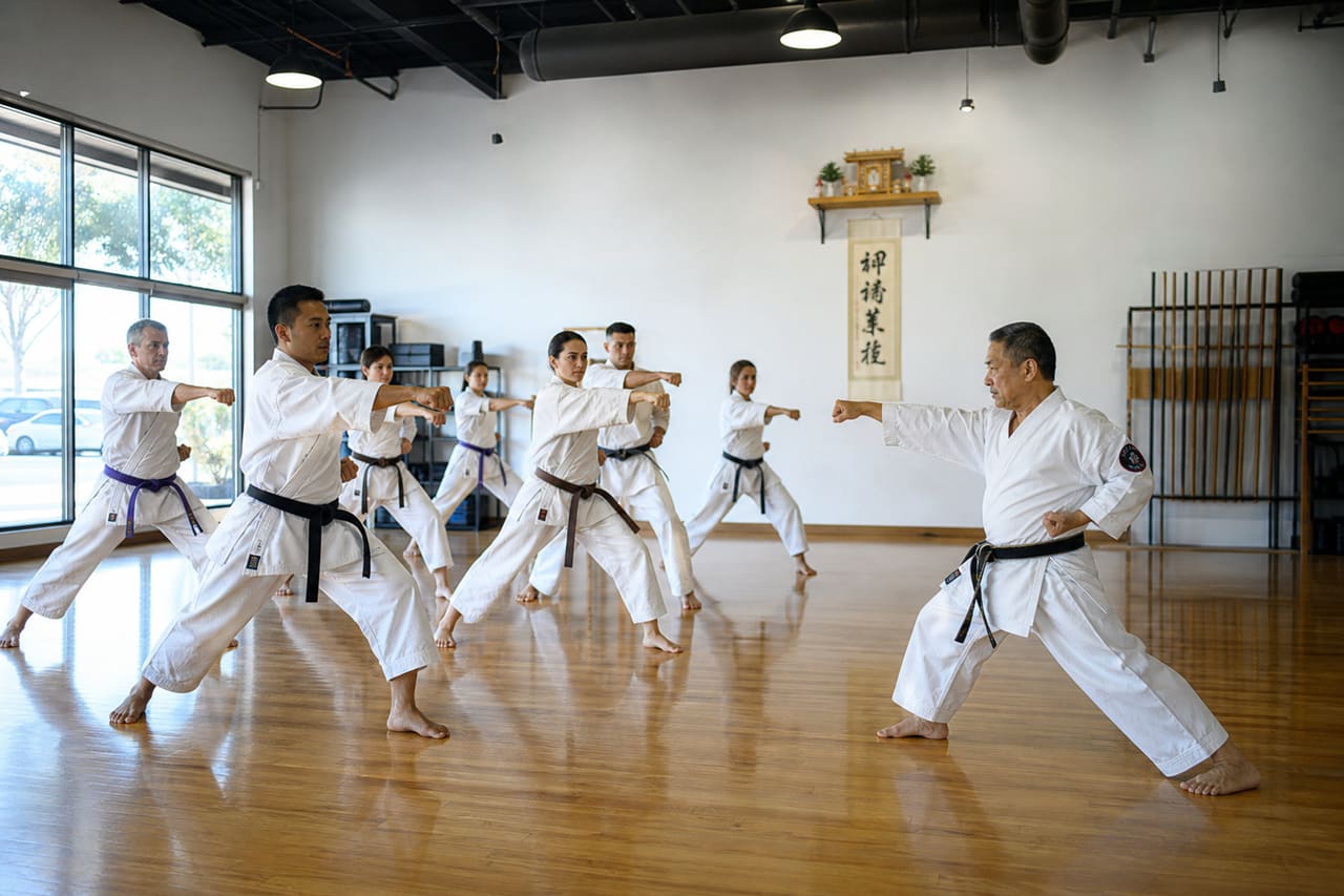 Martial Arts Students Practicing in a Professional Huntington Beach Dojo
