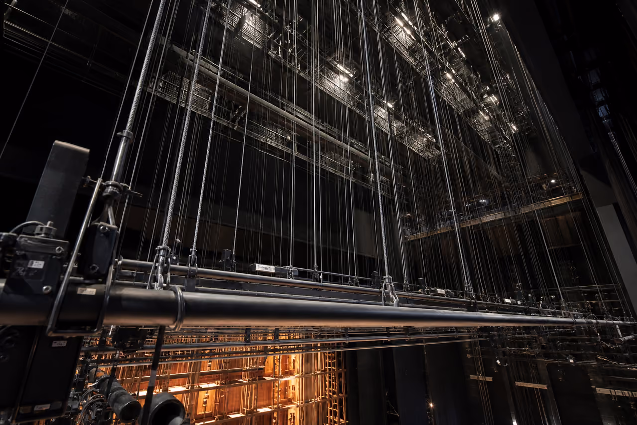 Theatrical Fly Bar Rigging System in a Modern Stage Loft