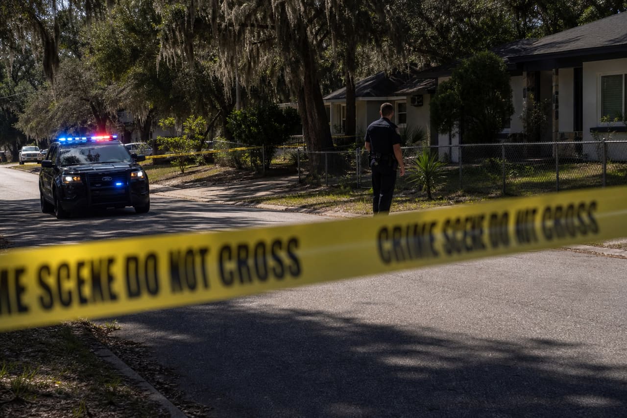 Police Officer Investigating a Crime Scene in Eustis Florida
