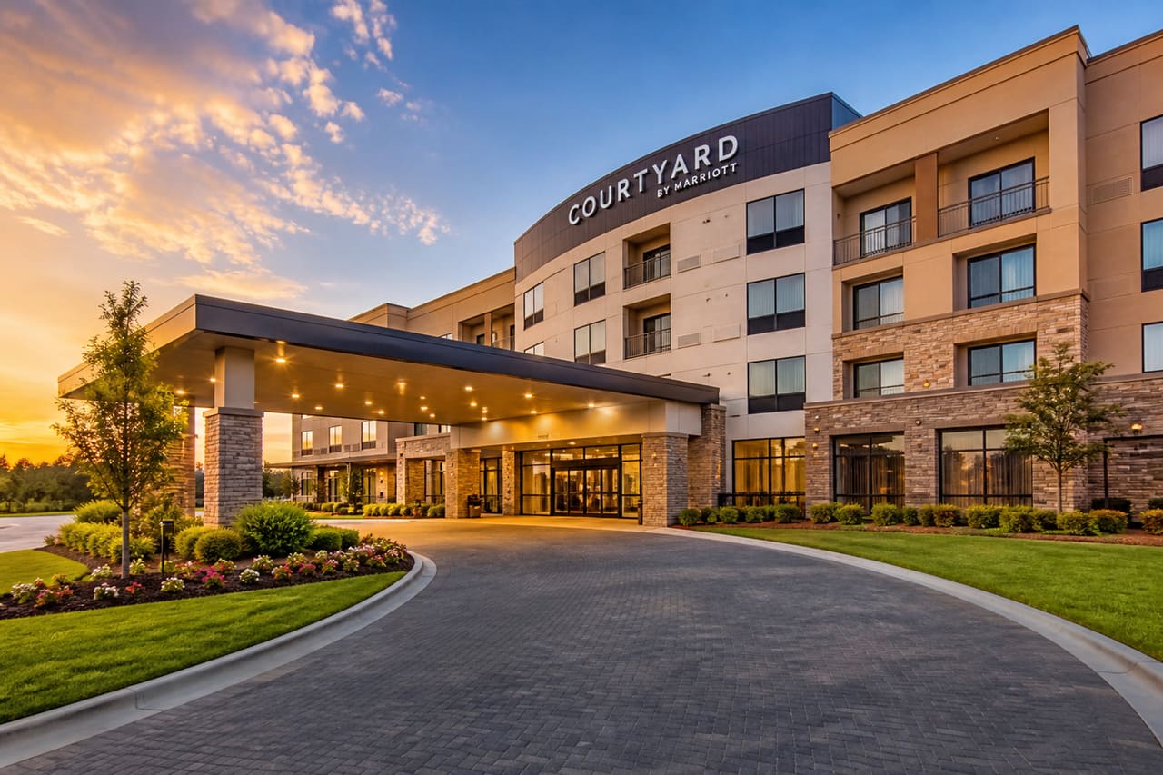 Modern Hotel Exterior and Entrance in Lexington Virginia