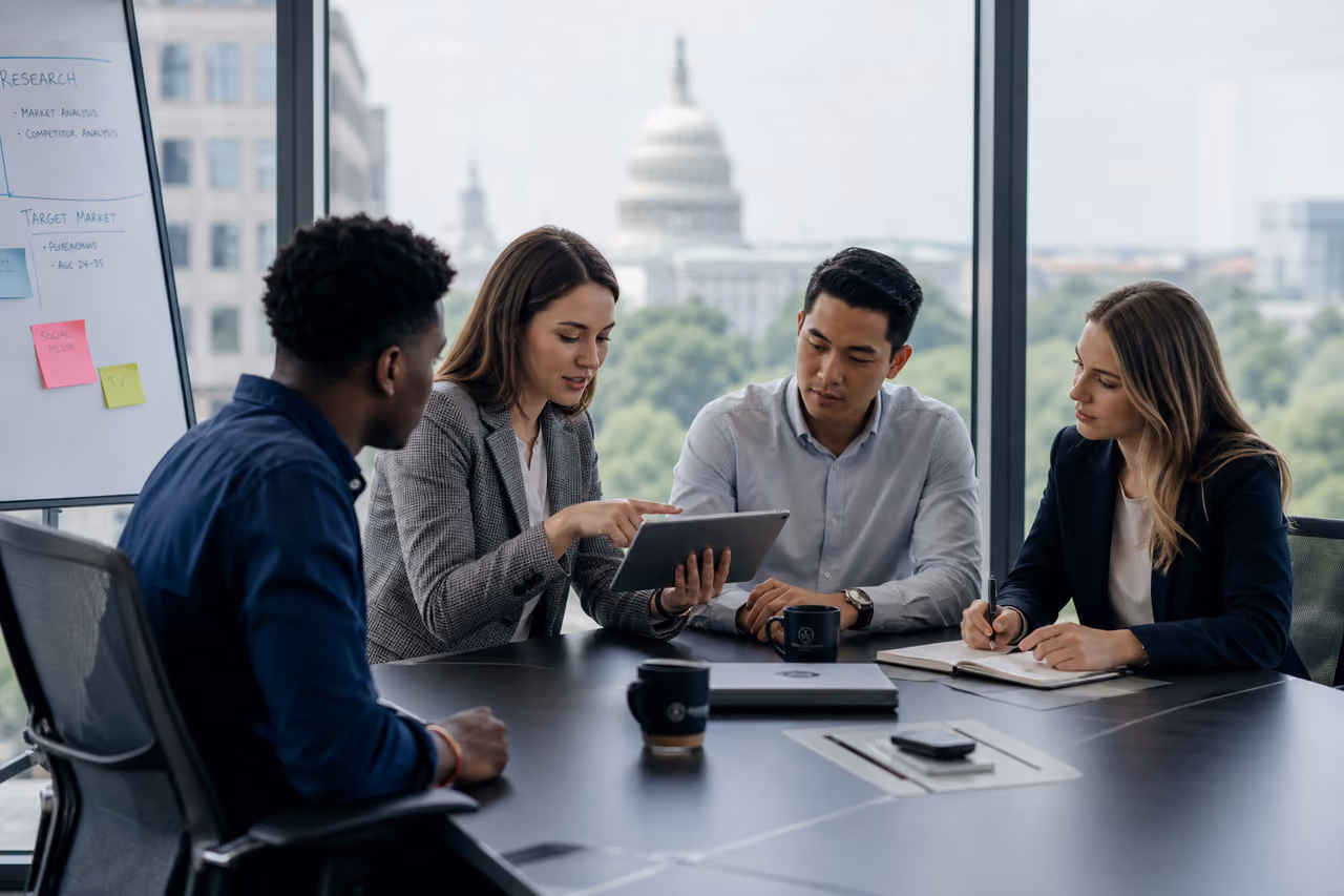 Young Professionals Collaborating in a Washington Dc Office