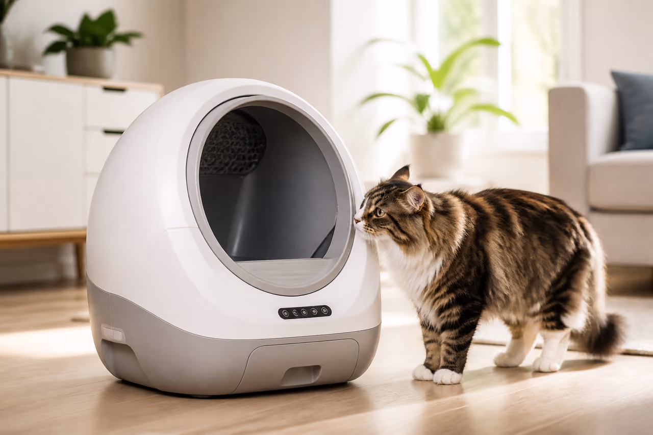 Automatic Self-Cleaning Litter Box in a Modern Living Room