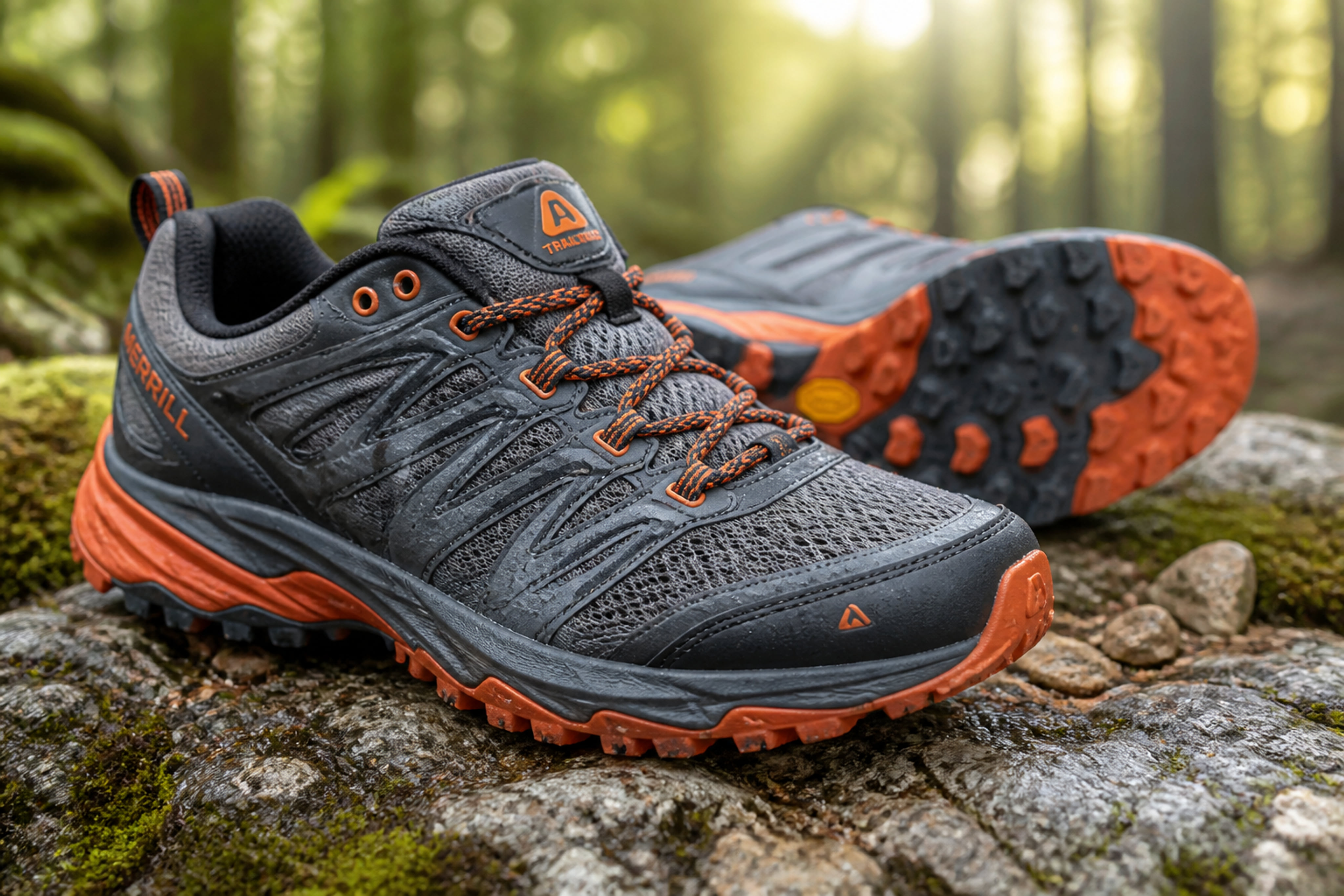 Technical Trail Running Shoes on Rugged Limestone Rock