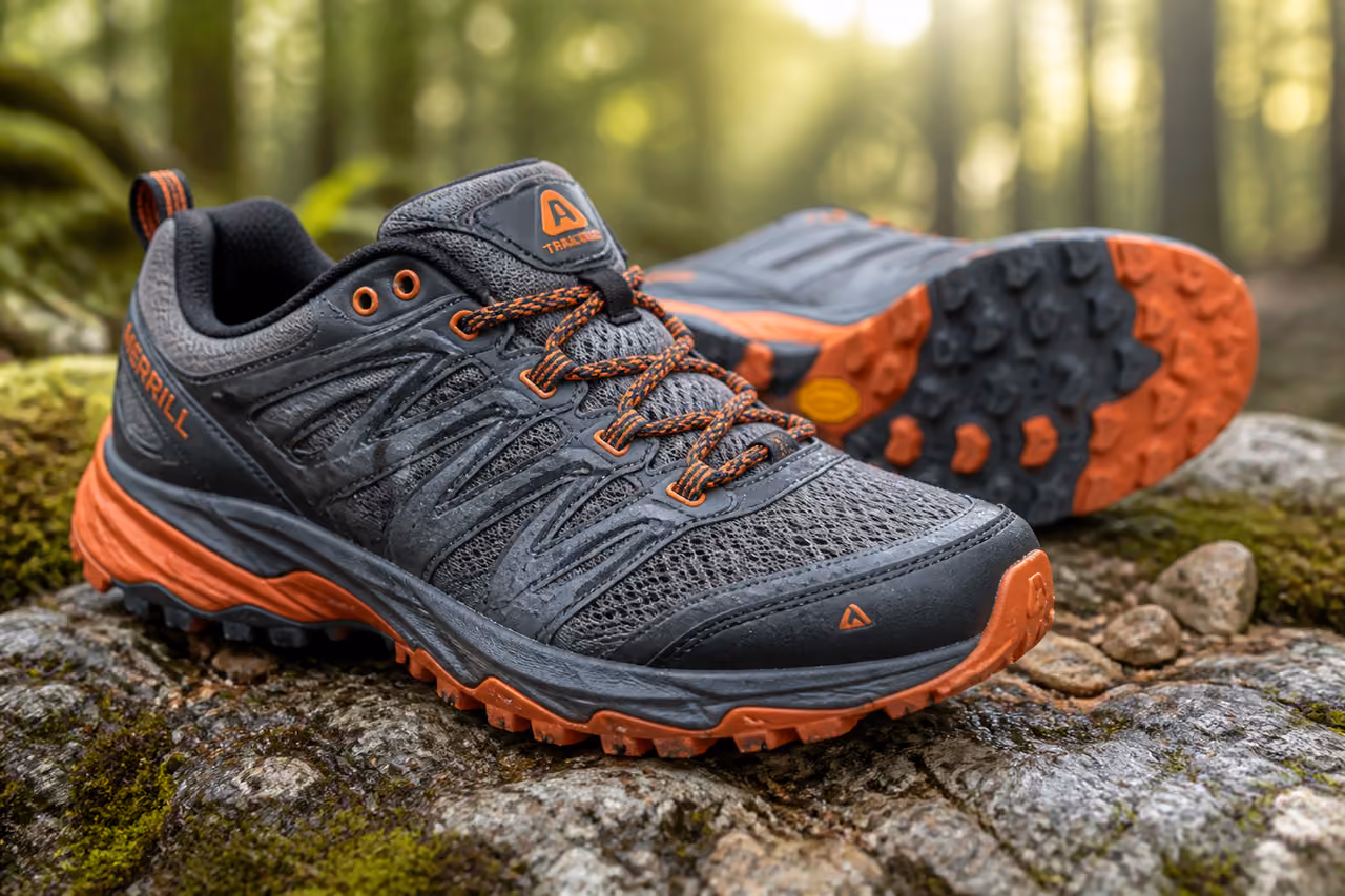 Technical Trail Running Shoes on Rugged Limestone Rock