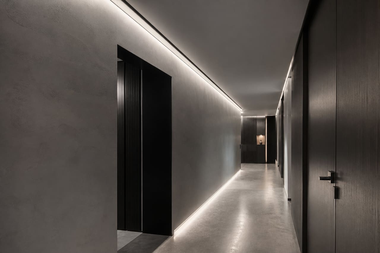 Modern Interior Hallway with Lumorail Integrated Lighting System