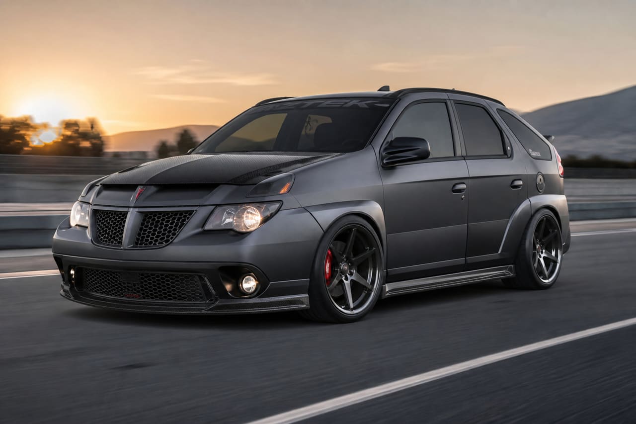 Modified Pontiac Aztek with Performance Upgrades on a Test Track