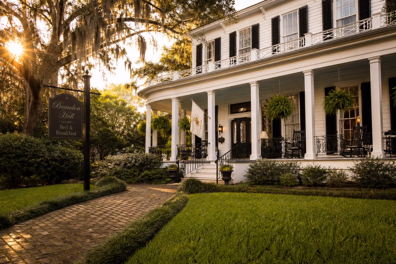 Historic Colonial Exterior of an Augusta B&b with Wrap-Around Porch