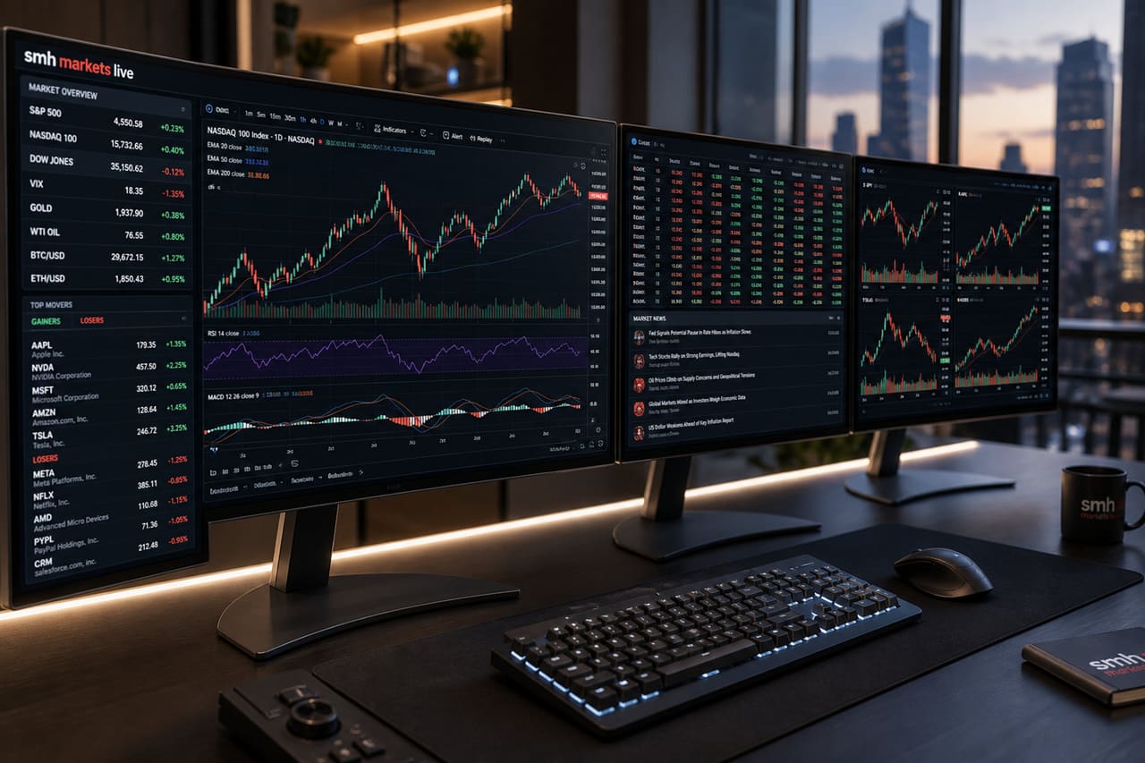 Professional Trading Station Displaying Live Financial Market Data