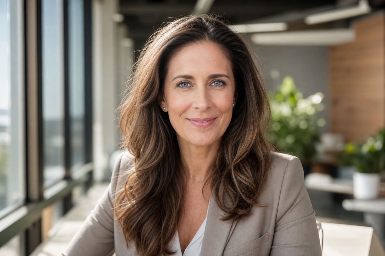 Professional Executive Woman Posing in a Modern Office
