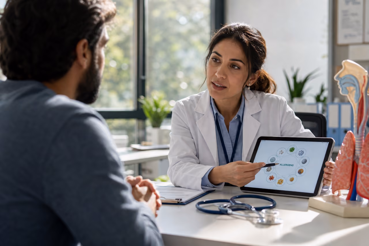 Allergist Explaining Diagnostic Results to Patient in Clinic