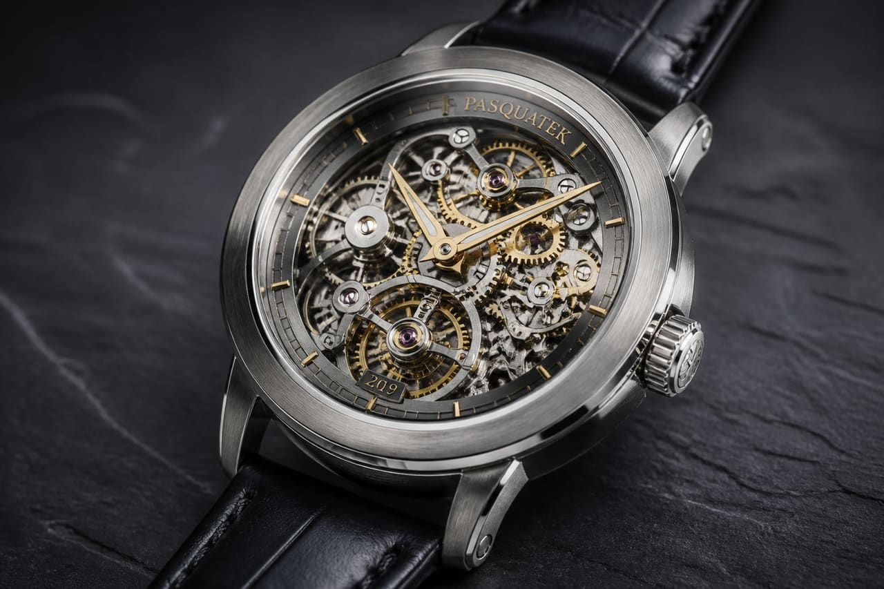 Pasquatek 2019 Luxury Watch on Dark Slate Surface