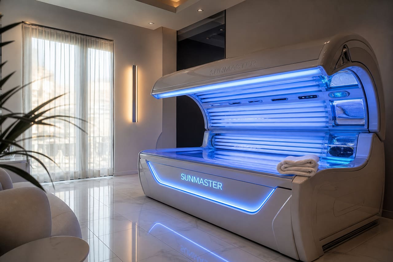 Luxury Sunmaster Tanning Bed in a Modern Wellness Spa
