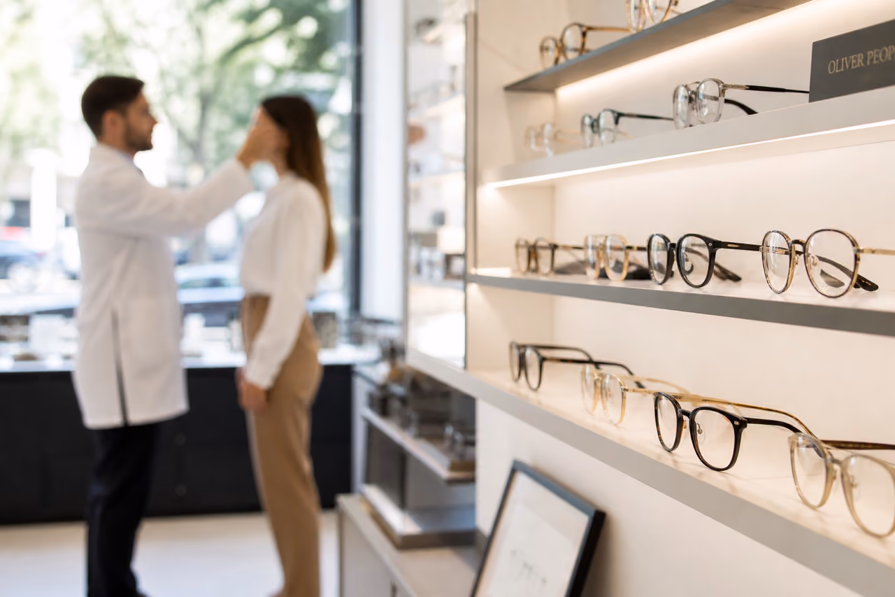 Modern Optical Boutique Display with Designer Eyeglasses
