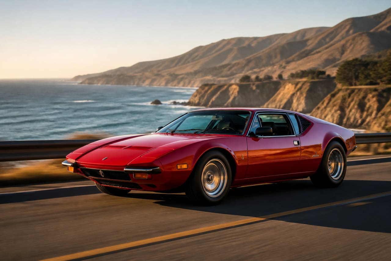 De Tomaso Pantera Speeding Along a Coastal Highway