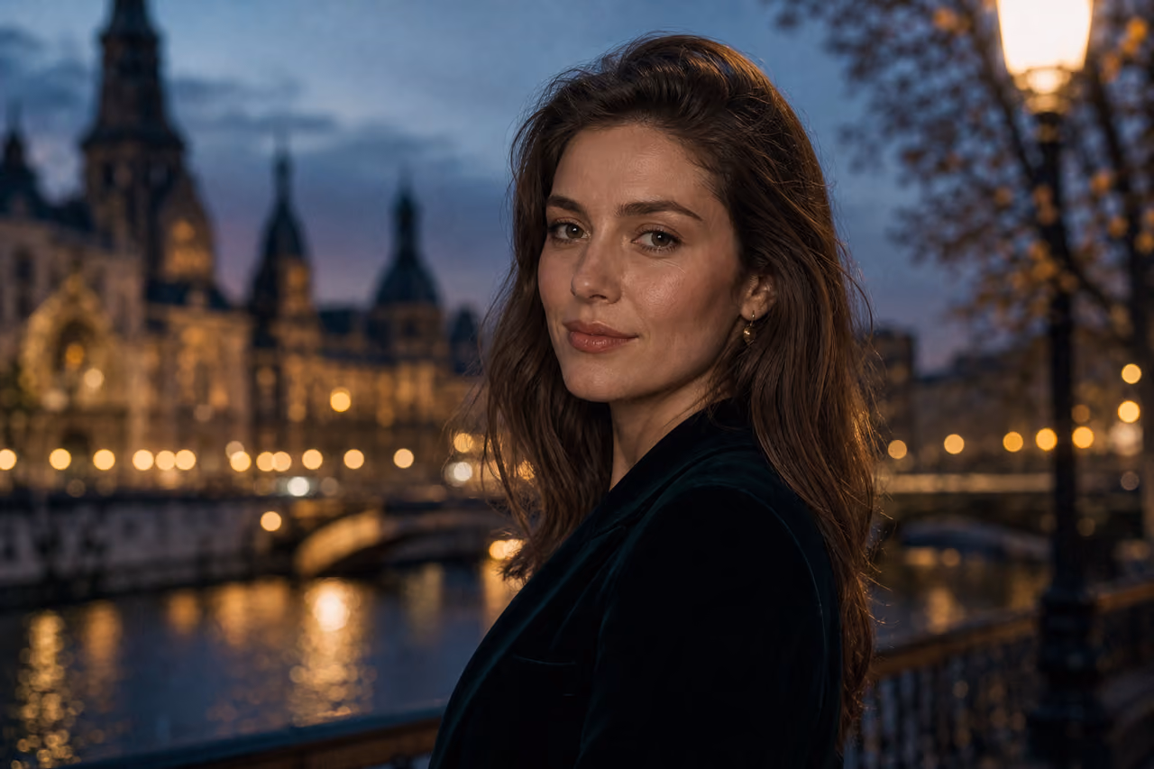 Elegant Woman Posing for a Professional Cinematic Portrait