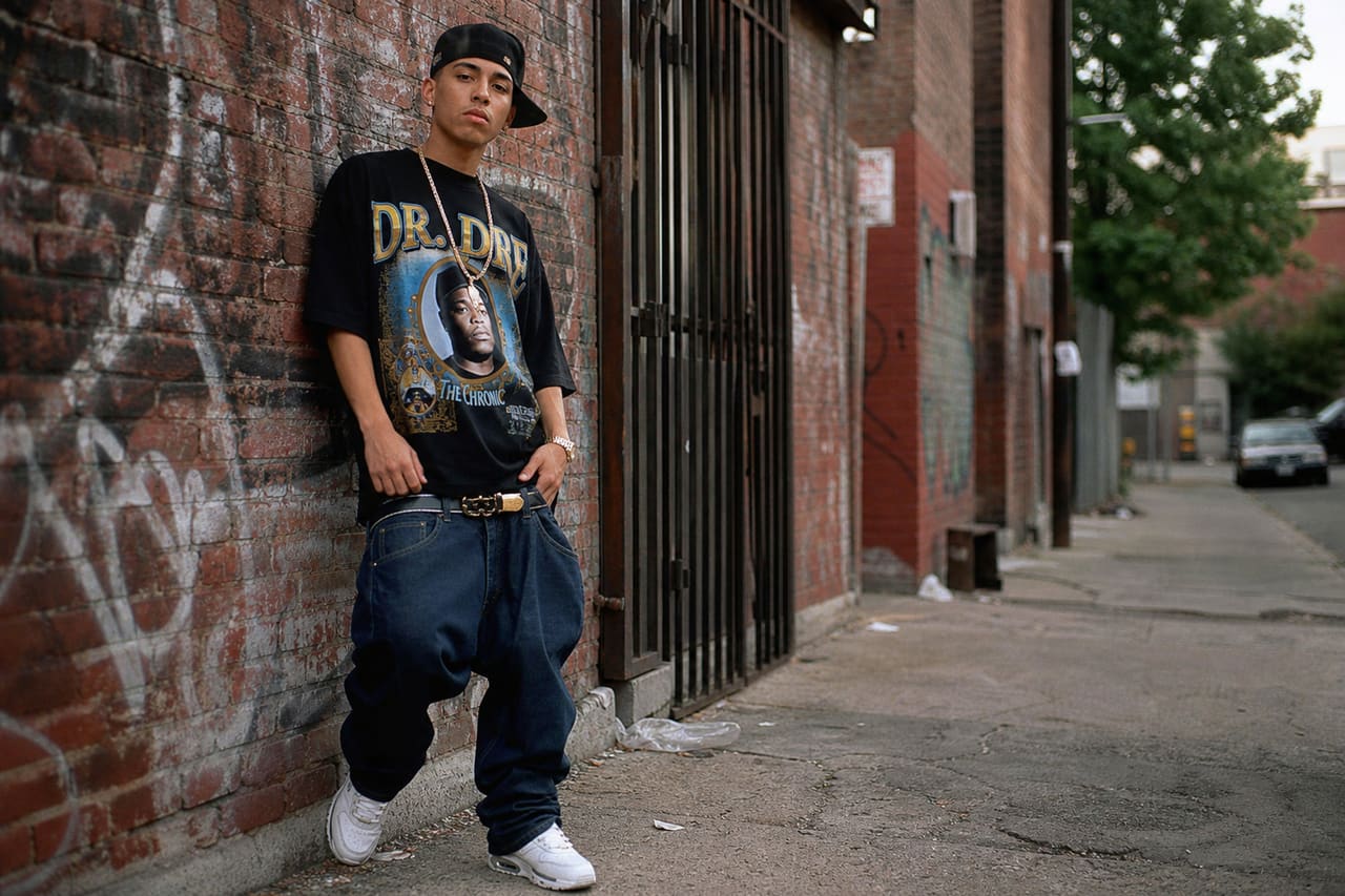 Person Wearing Baggy Hip Hop Low Pants in Urban Alley
